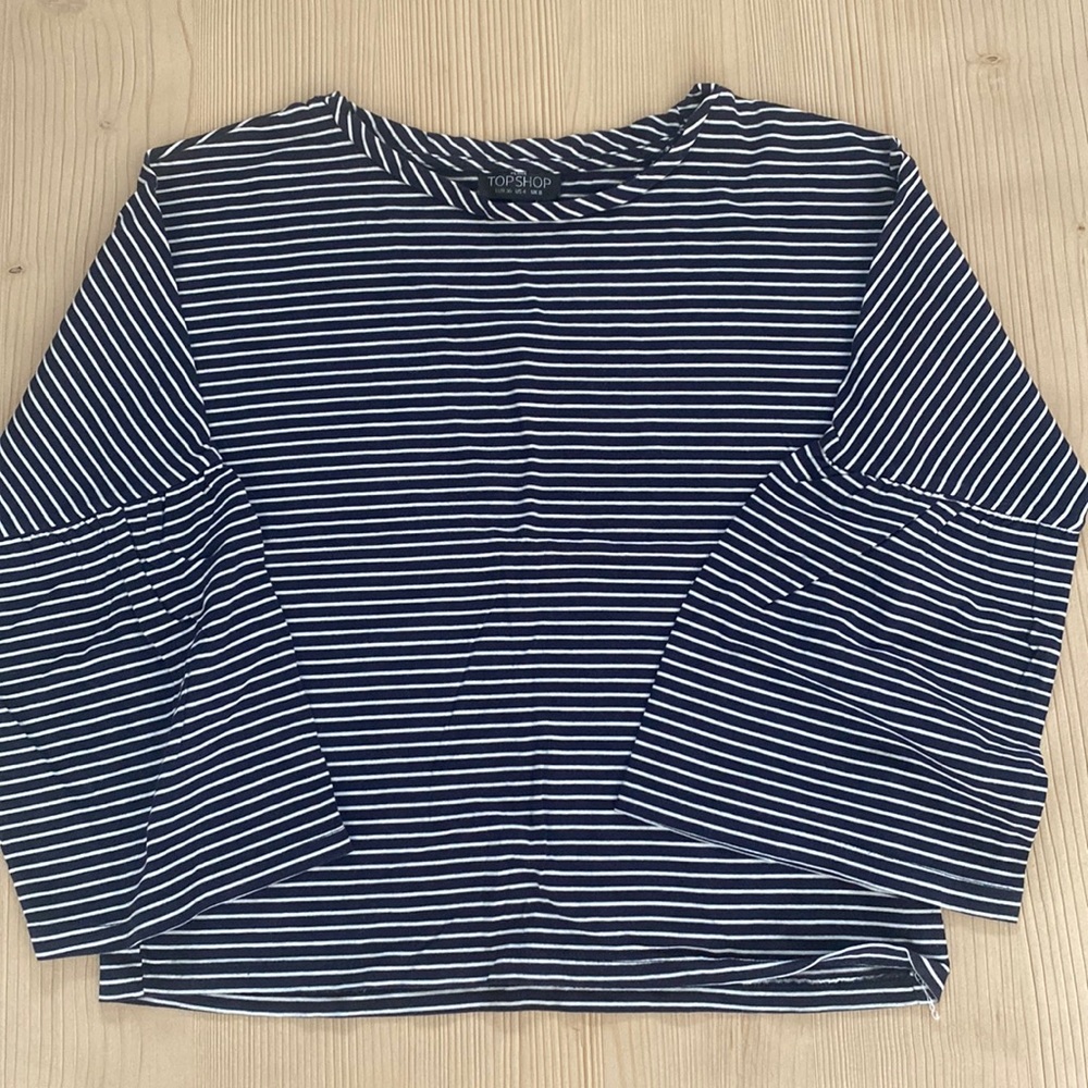 Topshop 3/4 lengths sleeve navy striped shirt - Picture 1 of 4